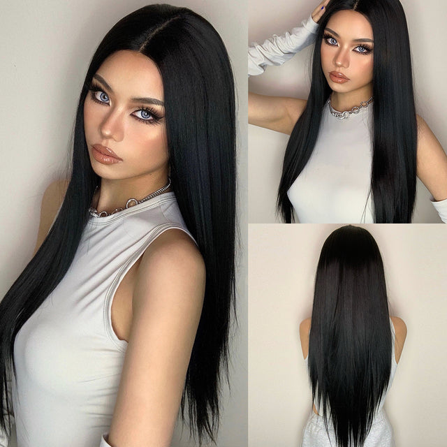 Kaia Long Straight Lace Wig — Black