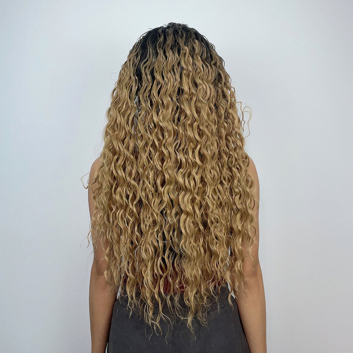Everly Long Curly Headband Wig — Brown-Blonde