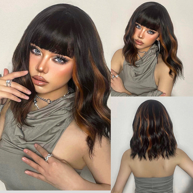 Mila Medium Wavy Wig — Black-Brown