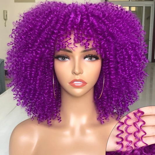 Aisha Short Afro Curly Wig — Purple