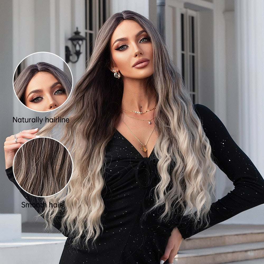 Claire Long Wavy Wig — Brown-Blonde
