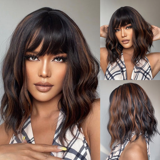 Mila Medium Wavy Wig — Black-Brown