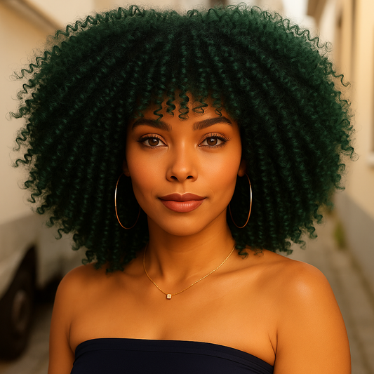 Asha Short Afro Curly Wig — Green