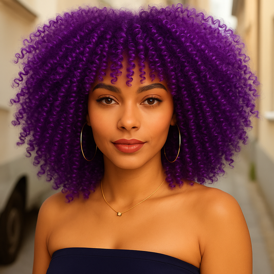 Aisha Short Afro Curly Wig — Purple