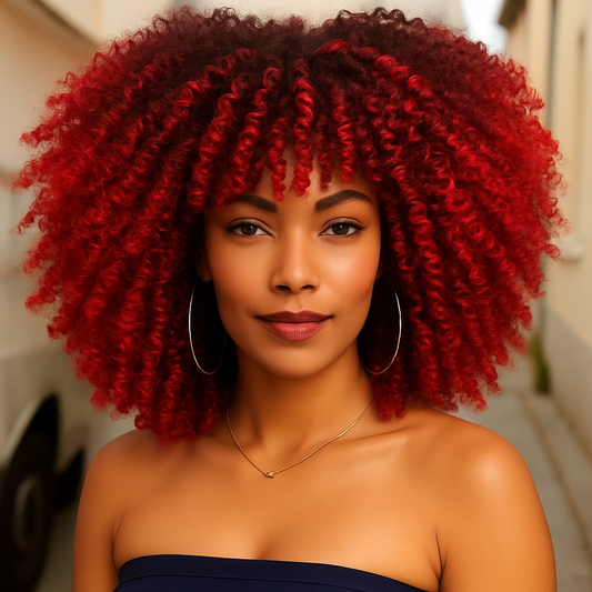 Nia Short Afro Curly Wig — Red