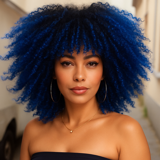 Zuri Short Afro Curly Wig — Blue