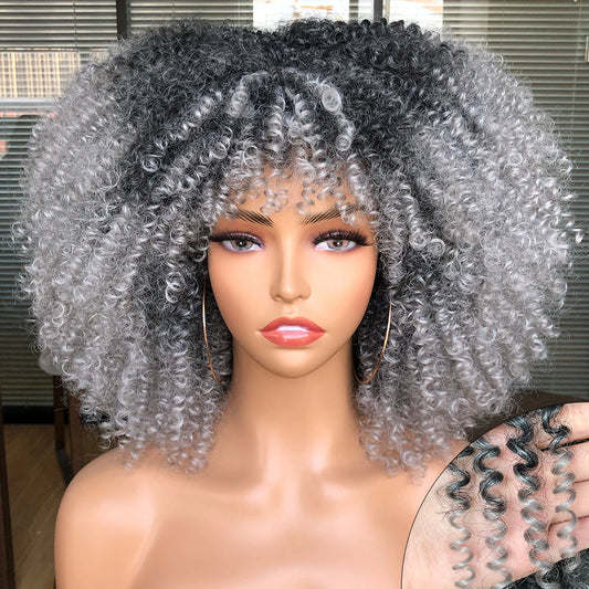 Ayana Short Afro Curly Wig — Grey