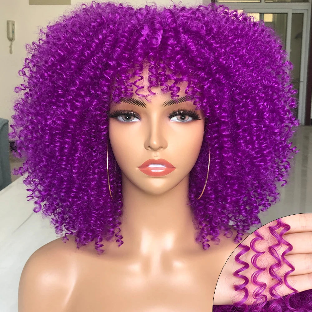Aisha Short Afro Curly Wig — Purple