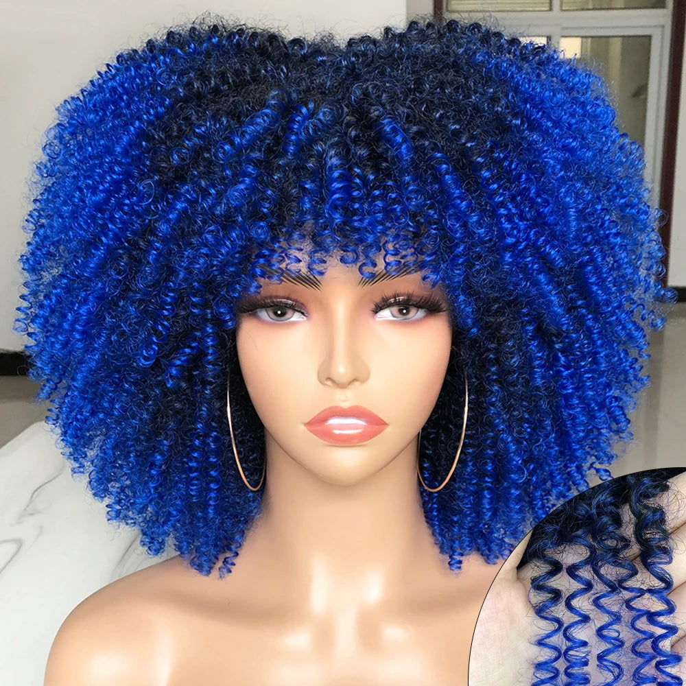 Zuri Short Afro Curly Wig — Blue