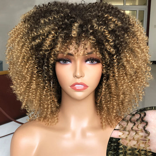 Kali Short Afro Curly Wig — Brown