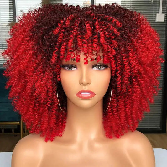 Nia Short Afro Curly Wig — Red