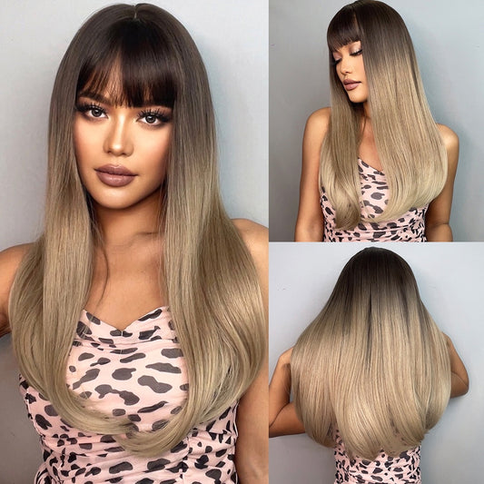 Ella Long Straight Wig — Brown-Blonde