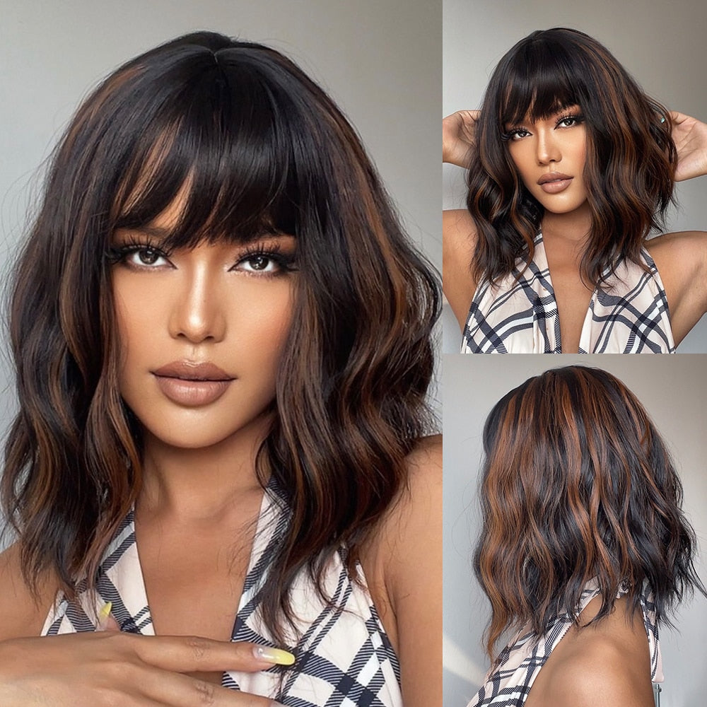 Mila Medium Wavy Wig — Black-Brown