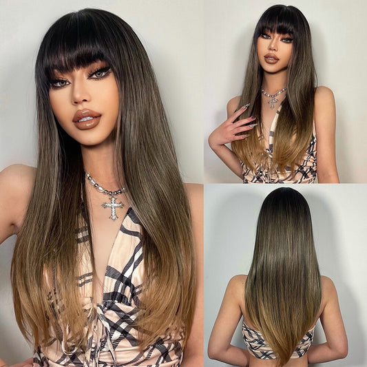 Riley Long Straight Wig — Brown