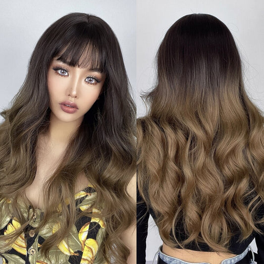 Grace Long Wavy Wig — Black-Brown